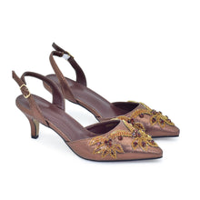2025 New Designer Specials Italian Women Heels Shoes and Bag Set Coffee Colour Comfortable Women Pumps with Rhinestone for Party