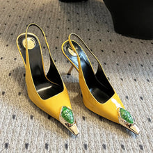 Women's Gem Metal Pointed Temperament High Heels with Sexy Empty Sandals