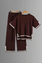 Two-piece Summer New Knitted Elegant Trousers Suit Short-sleeved Pullover Wide-leg Pants Casual Home Two-piece Women's Set