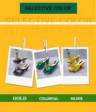 Fashion Women's Shoes High Heels Sexy Ladies Party Wedding Pattern Embroidery Mules High Heel Sandal Casual Beach Shoes For Lady