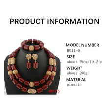 High Quality 2 Layers Artificial Coral Bead African Wedding Jewelry Set Women Necklace Nigeria Bride Party Gift
