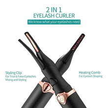 Electric Heated Eyelash Curler USB Rechargeable Eyelashes Quick Lasting Curling Comb&Clip Dual Use Makeup Eyelash Curler