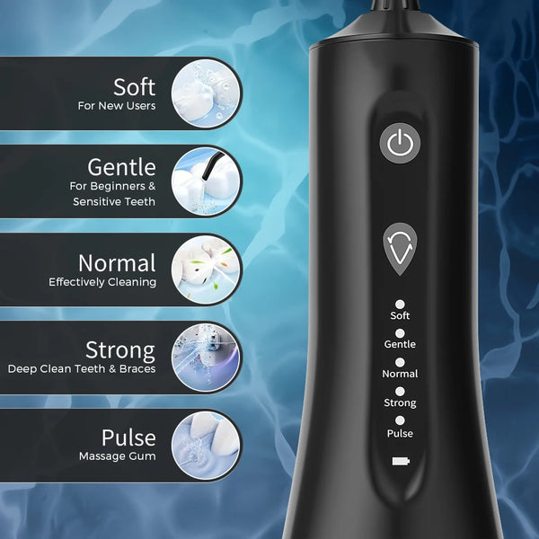 Water Flosser Professional For Teeth, Gums, Braces, Dental Care, Electric Power With 5 Settings, 5 Tips For Multiple Users