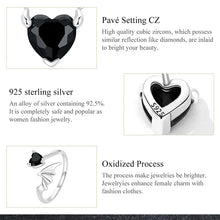 WOSTU Classic 100% 925 Sterling Silver Devil Heart Ear Studs Earrings Exquisite Black Zircon Earrings Fine Anniversary Jewelry