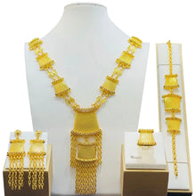 Fashion Dubai Flower Design Luxury 24k Gold Color Women's Jewelry Set African Fashion Bracelet Earrings Necklace Ring Four Piece