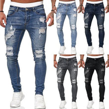 2025 New Fashion Street Style Ripped Skinny Jeans Men Vintage wash Solid Denim Trouser Mens Casual Slim fit pencil denim Pants