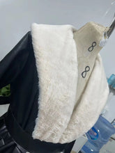 Women's Casual Warm imitation Rabbit Hair Patchwork Leather Jacket