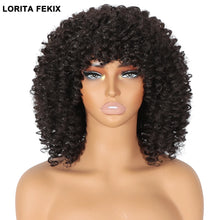Blonde Curly Wigs for Women Short Afro Kinky Curly Wigs with Bangs Synthetic Heat Resistant Hair Replacement Wig with Wig Caps