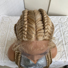 Synthetic Lace Front Wig Braided Wigs With Baby Hair 32 Inches 4 Twist Cornrow Braids Cosplay DIY Wig Synthetic Crochet Braids