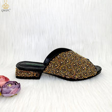 QSGFC Italian Design Fashion Crystal Sandals Nigeria Africa Popular High Heel Shoe Bag Set Casual Versatile Fish Mouth Shoes