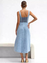 PinePear Sleeveless Strap Dress Women 2025 Summer Single-Breasted Pockets Denim Dresses Woman Light Blue A Line Long Dress