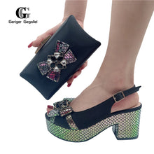 Summer Italian Latest Design Ladies Luxury Rhinestone High Heel Shoes and Bag Set To Go To Wedding Christmas Party Wear