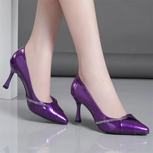 Purple Sexy Eye-catching Rhinestone Strap Design Wedding Bridal Casual Outdoor Pointed Toe Stiletto Heels for Ladies Pumps Shoes