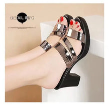 Summer High-heeled Women's Slippers 7cm Thick Heels Bright Skin Fish Mouth All-match Casual Shoes 2024 Luxury Woman Sandals