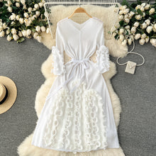 European Court Style Dress Miyake for Women A Design Sense Tassel V-neck Slim Fit Long High-temperature Pleated Flared Sleeve