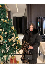 Women's Large Fur Collar Hooded Warm Thick Padded Parka Jacket