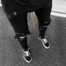 New 2025 Ripped Hole Jeans for Men Hip Hop Cargo Pant Distressed Denim Jeans Skinny Men Clothing Full Length Slim Trousers Male