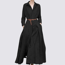 Elegant Shirt Dress for Women Fashion Lapel Temperament Long Dress Spring Autumn New Casual Office Ladies Maxi Dress Modest Robe