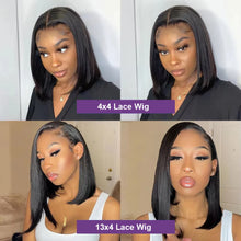 Straight Short Bob Wigs 13x4 Human Hair Lace Frontal Wigs 200% Remy Pre Plucked Transparent Lace 4x4 Short Bob Wigs For Women