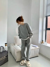 Women's Purple Sports Suit Spring And Autumn 2023 New Casual Fashion Style Loose Long Sleeve Sweater Tops Pants 2 Two Piece Set