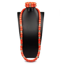32 inches Long Orange Beads African Jewelry Set Women Bridal Party Costume Necklace Jewelry Set