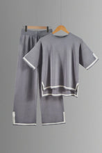 Two-piece Summer New Knitted Elegant Trousers Suit Short-sleeved Pullover Wide-leg Pants Casual Home Two-piece Women's Set