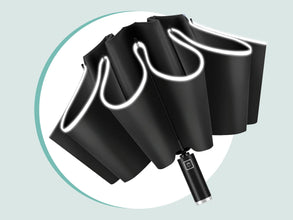 10 Ribs Inverted Automatic Umbrella for Rain Windproof Umbrella with Reflective Strip Fold Sun Compact UV Umbrella for Women Men