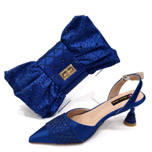 2025 New Elegant Nigerian Women’s Wine Colour Heeled Shoes and Rhinestone Handbag Set – Italian Design for Parties and Weddings