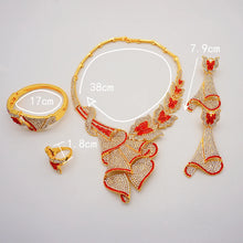 Latest Italian Dubai Gold Color Ladies Full Crystal Necklace Jewelry Set Simple Ring Bracelet Earrings African Jewelry Wedding