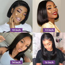 Straight Short Bob Wigs 13x4 Human Hair Lace Frontal Wigs 200% Remy Pre Plucked Transparent Lace 4x4 Short Bob Wigs For Women