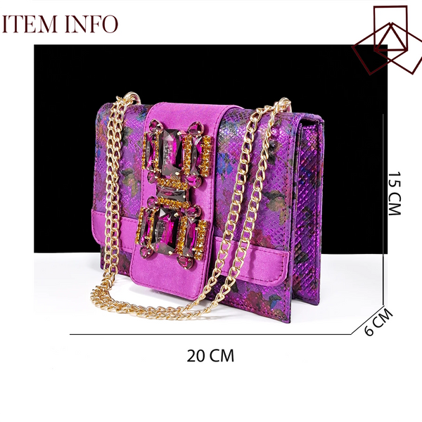 QSGFC Elegant Women Heels for Peep Toe Good Material Design Rhinestone Purple Sandals Italian Shoes and Bags Matching Set 2024