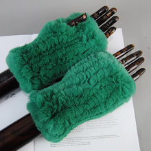 Women's Knit Faux Fur Winter Warm Finger-less Gloves