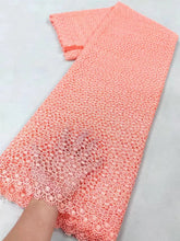 African Nigerian Cotton Wedding Tulle Lace Fabric, Party Dress Sequins for Sewing, Water Soluble, High Quality, 5Yards, XL024