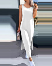 Sexy Backless Sleeveless Solid Midi Dress Women 2024 Summer Casual White Lace Long Dresses For Women Robe Femme