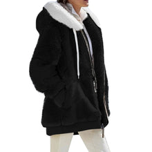 Women's Winter Fashionable Hooded Fleece Solid Color Jacket