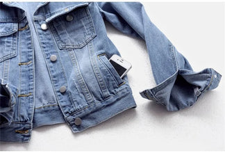 2023 Spring Autumn Women’s Denim Jacket Long Sleeve Overcoat Loose Denim Coat Button Outwear Jeans Jackets 5XL