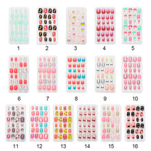 24Pcs/Set Kids Candy Flower Cute Fake Nails Detachable Full Cover False Nails Press On Nails Children Girls Nail Decoration Gift