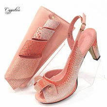 Coffee Women Shoes And Bag Set  African Ladies High Heel Sandals Match With Handbag Pumps Clutch Nigerian Sandales Femmes CR813