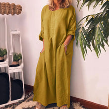 Holiday Dresses For Women 2023 Plus Size Long Sleeve Solid O-neck Summer Maxi Dress With Pockets V Neck Dresses Платье Женское