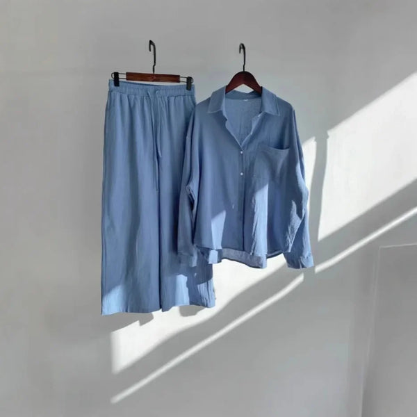 Women's Retro Cotton Linen Shirt Set High Waist Loose Pants Two Piece Suit Traditional Chinese Style Clothing Ensemble
