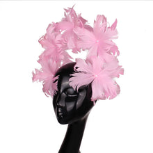 Elegant Women Wedding Hair Fascinator Accessories Headband Bridal Party Show Headwear Fancy Blue Feather Flower Hair Accessories