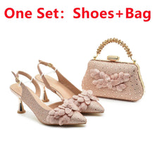 New Arrival Party Shoe and Bag Set for Women Italy Full Diamonds High Heels Luxury Woman Pumps Matching Italian Shoe and Bag Set