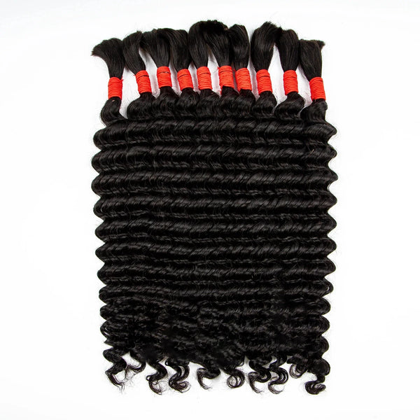 Deep Wave Human Braiding Hair 100% Unprocessed Human Hair Braiding Hair No Weft 16-28 Inch Curly Bulk Human Hair for Braiding
