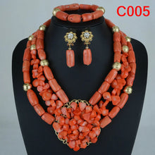 Fashion African Jewelry Set Nigerian Wedding Orange Coral Jewelry Set for Bride