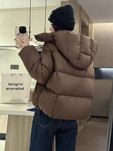 Short Parkas Women Streetwear Cropped Down Coat Korean Sweet Puffer Jacket Winter Solid Casual All Match Cotton Padded Outwear
