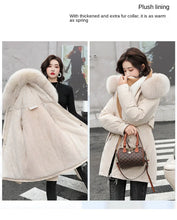 Women's Long Fashionable Hooded Winter Fur Collar Jacket
