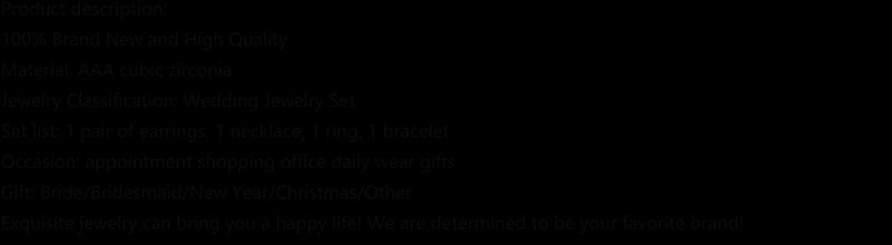 2024 Hot selling 3A Zircon Luxury 4-piece Bridal Wedding Jewelry Set Crystal Necklace Set Dubai Jewelry Set