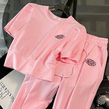 2025 Fashion Leisure Sports Set Summer New Style Aging Reduction Short Sleeve Wide Leg Pants Two Piece Set Pant Sets Short Se