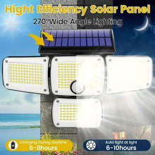 Solar Lights Outdoor 346 LED Solar Wall Lamp with Motion Sensor 3 Modes Waterproof 4 Heads Security Floodlight for Yard Garage