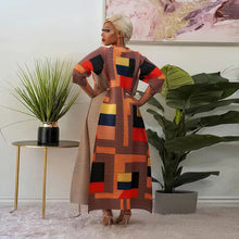 2023 Fashion African 3/4 Sleeve Polyester Plus Size O-Neck Pleated Long Dress Dashiki African Clothes African Dresses for Women